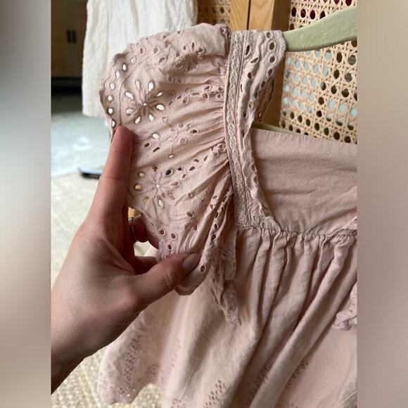 Zara Kids Blush dress eyelet embroidered lace wedding toddler dusty rose - Picture 5 of 6